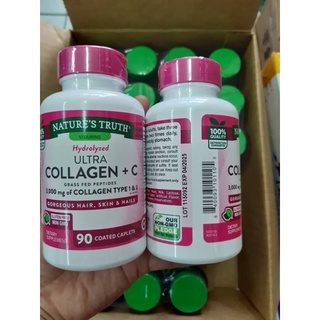 Natures Truth Ultra Hydrolyzed Collagen Type 1 &amp; 3 3,000 mg plus Vitamin 90 Coated Caplets