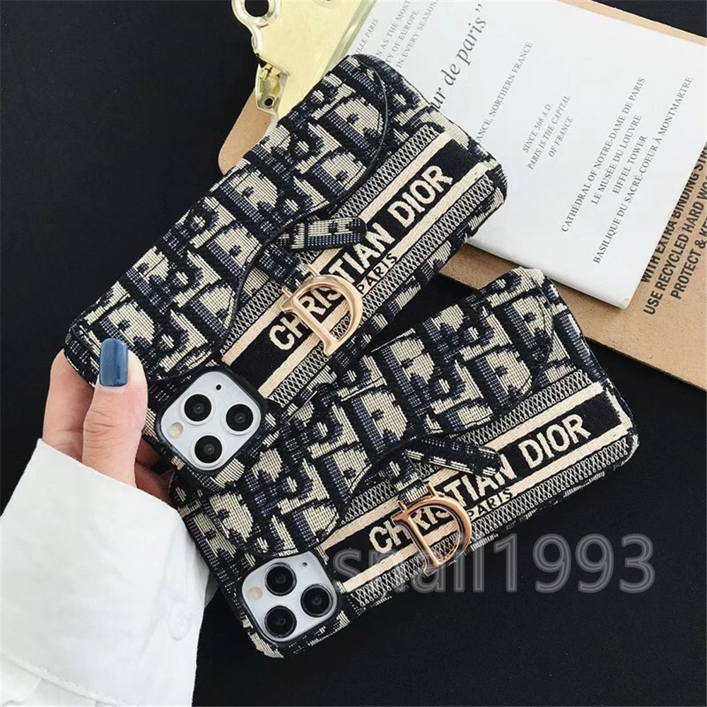 Fashion Luxury Embroidery Christian Dior Montaigne Card Package Phone Case Cover for iPhone 12 Mini 12 Pro Max 11 Pro Ma
