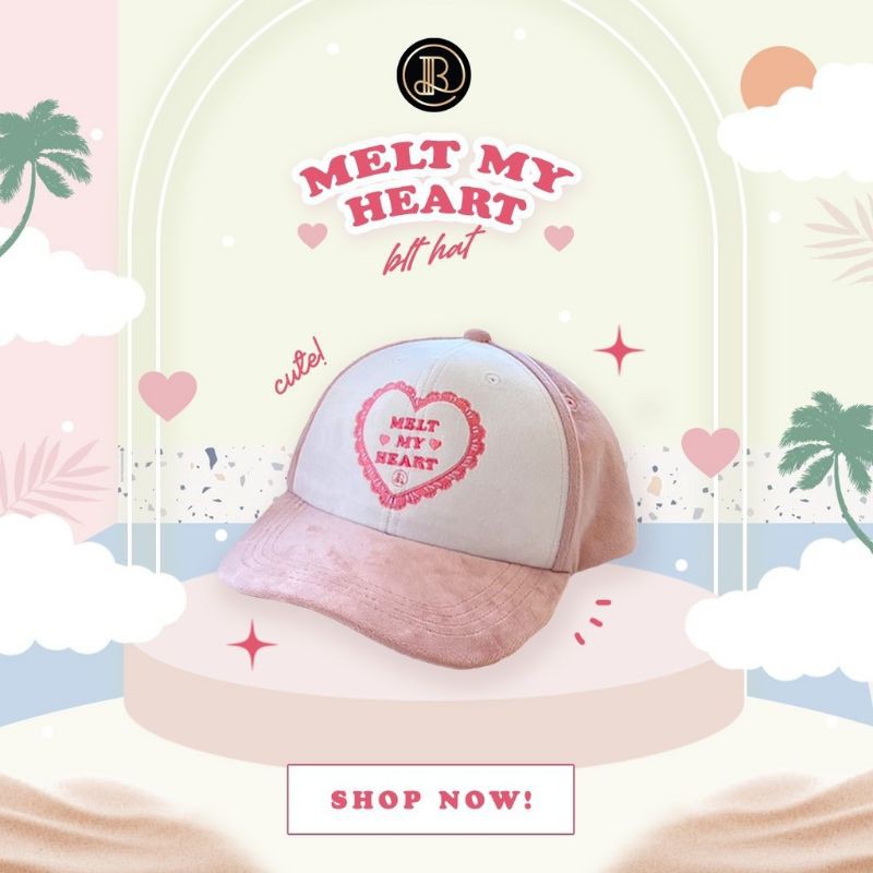 Melt my heart CAP : BLT BRAND : หมวกแก็ปสีชมพูน่ารักก