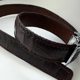 เข็มขัดหนังจระเข้แท้100%  crocodile Belt brown สีน้ำตาล