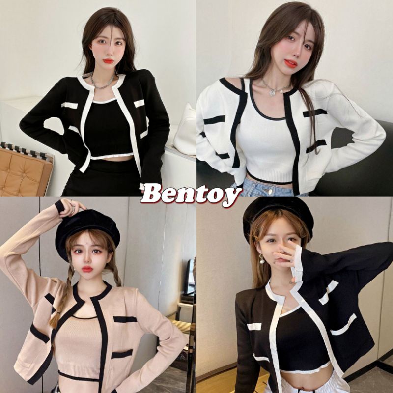 Bentoy(3030+3031)ชุดเซ็ท เสื้อคลุมแขนยาว+เสื้อกล้าม สไตล์เกาหลี
