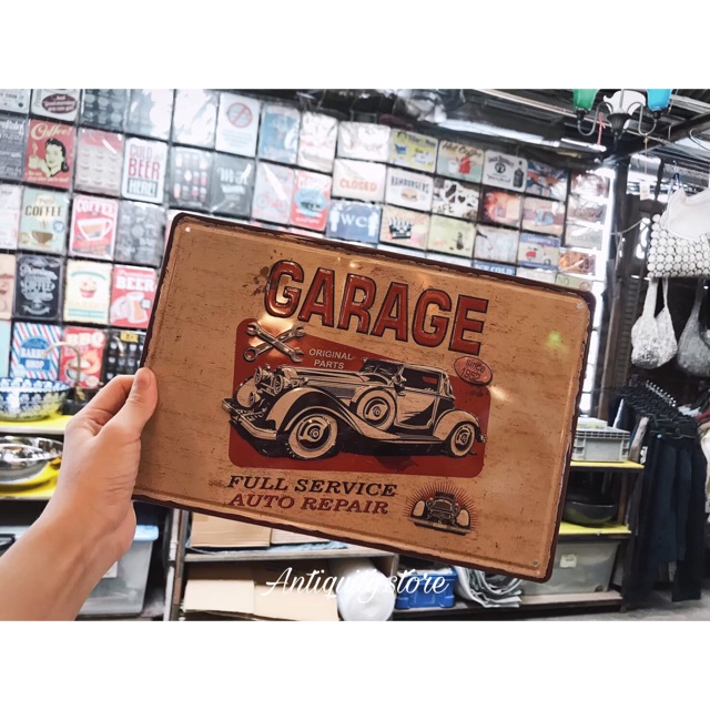แผ่นป้ายเหล็กสังกะสี GARAGE แบบนูน 3D