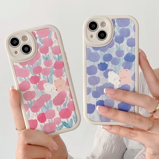 เคสโทรศัพท์ซิลิโคน TPU แบบนิ่ม ลายกระต่าย และดอกไม้น่ารัก สําหรับ OPPO A5 A9 A5S A12 A53S AX5 A12E A8 A33 A31 F9 F11 A53 A72 A52 A92 RENO 5 6 2020 4G 5G