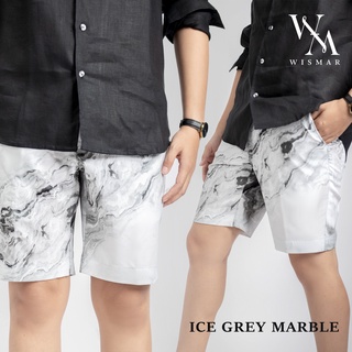 กางเกงขาสั้นลายหินอ่อน(ไอซ์เกรย์) : Ice Grey Black Marble Short Pant