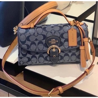 พร้อมส่ง แท้ 🇺🇸💯% New Coach Kleo Top Handle In Signature Chambray In DENIM MULTI (C8513)