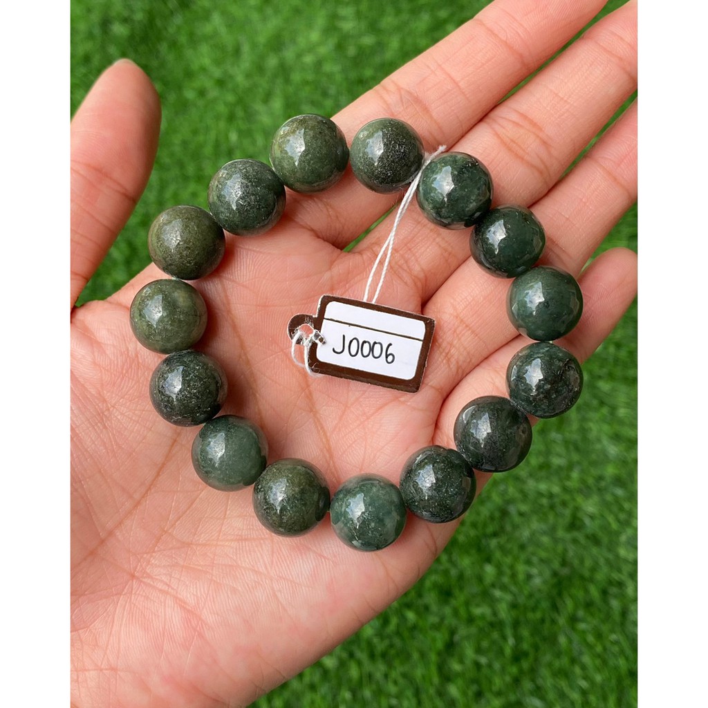 J0003 หยก พม่า แท้ Jade กำไล ประคำหยก (Jadeite Beads Bracelet) พม่า (Myanmar)