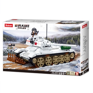 บล็อกตัวต่อรถถัง ขนาดกลาง T34-85 พร้อมฟิกเกอร์ 2 ชิ้น SLUBAN 0978