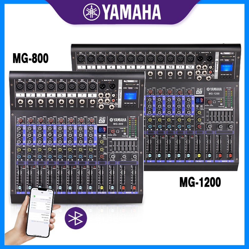 YAMAHAแท้ MG600/800/1200 มิกเซอร์เอฟเฟค 6/8/12ช่อง มิกเซอร์  Mixer Bluetooth/USB/MP3/SD/phantom power 48v มิกเซอร์