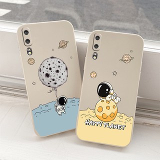 เคสโทรศัพท์นักบินอวกาศ Liquid Silicone Phone Case For Huawei P20 P20Pro Pro Shockproof Camera Lens Protection Soft Back Cover เคสมือถือ