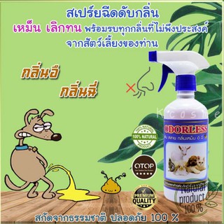 สเปย์ดับกลิ่นเหม็น อึ ฉี่ ของสัตว์เลี้ยง Odorless (ขนาด450 มิล)💎สินค้าโอท็อป