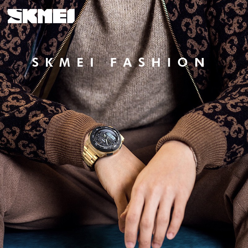 SKMEI นาฬิกาข้อมือ สแตนเลส จอแสดงผลเเบบคู่ กันน้ำ สำหรับผู้ชาย ราคา ถูกที่สุด ดีลบีเคเค แกลเลอรีภาพที่ 2