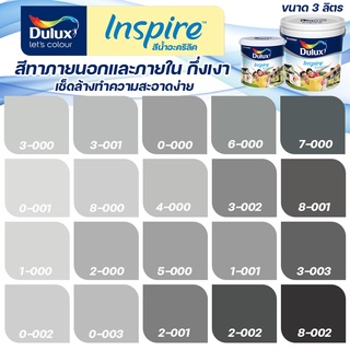 ICI Dulux สีเทา อินสไปร์ กึ่งเงา ขนาด 3L สีทาบ้าน สีน้ำ สีทาภายใน สีทาภายนอก เช็ดล้างทำความสะอาดได้ ICI