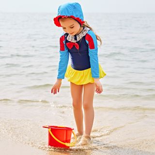 ชุดว่ายน้ำเด็กผู้หญิง ชุดว่ายน้ำสโนไวท์ พร้อมหมวก Snow white swimsuit