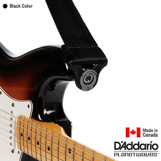 DAddario® Auto Lock Strap สายสะพายกีตาร์ (Black) แบบล็อคหัวหมุดอัตโนมัติ กว้าง 2 นิ้ว ** Made in Canada **