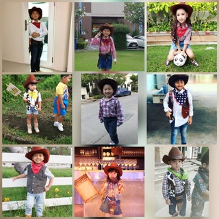 หมวกคาวบอยเด็ก 2-12ปี พร้อมผ้าพันคอ