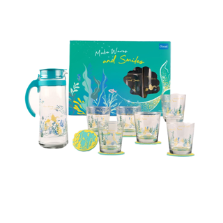 OCEAN Festive Family Set เซ็ตของขวัญเหยือกน้ำ ความจุ 1,265 ml. พร้อมแก้วน้ำ 300 ml. 6 ใบ และจานรองแก้ว 6 ชิ้น