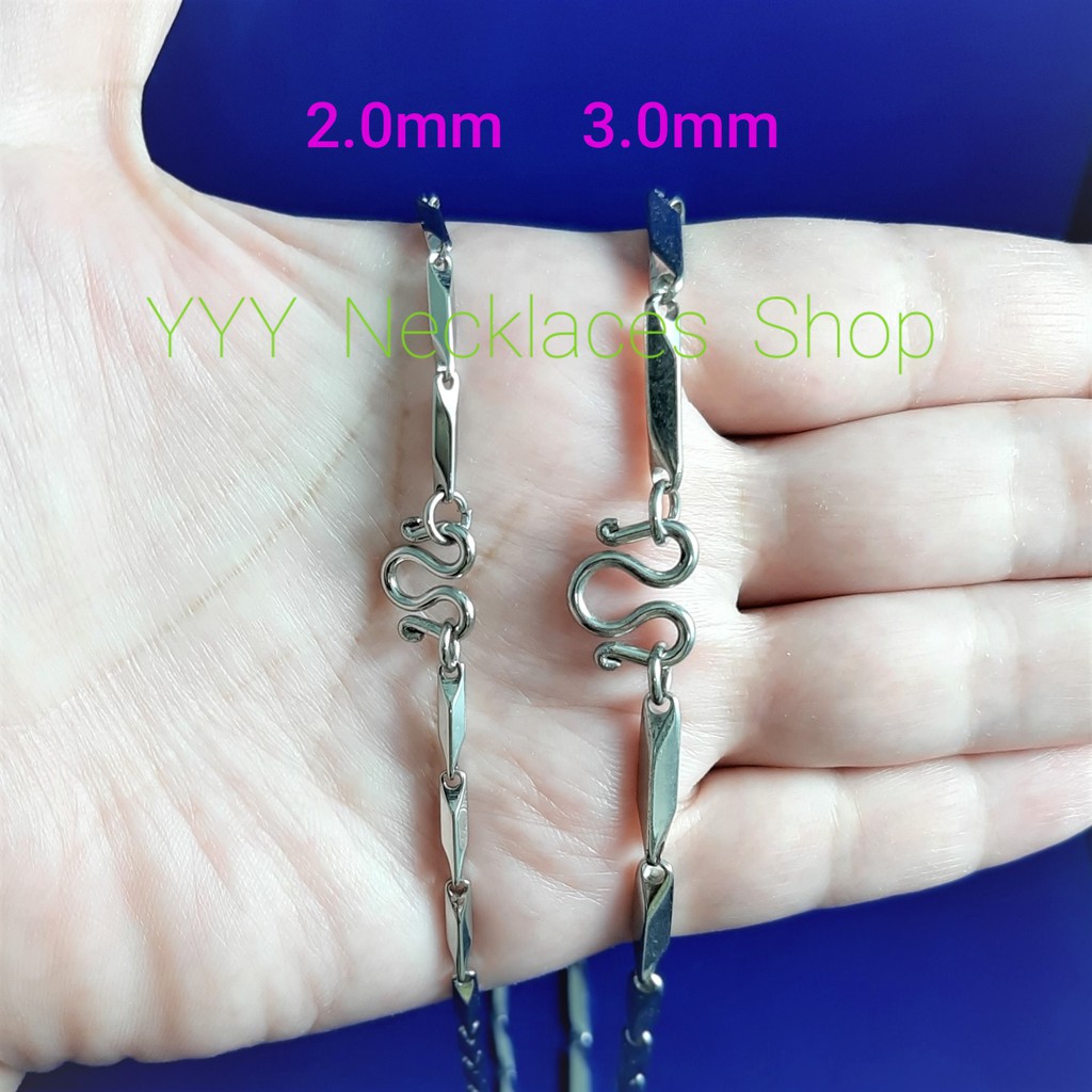 สร้อยคอสแตนเลสแท้ลายก้านเงา ขนาด 2-3 mm สร้อยคอผู้หญิง สร้อยคอห้อยพระ สร้อยคอแฟชั่น ใส่อาบน้ำได้ ไม่ลอก ไม่ดำ SL027.8