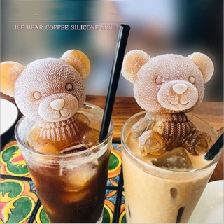 Teddy Bear Shaped Ice Cube Mold Food Grade Silicone Ice Cube Maker Kitchen Accessories For Drink Coffee Ice Cream Decor