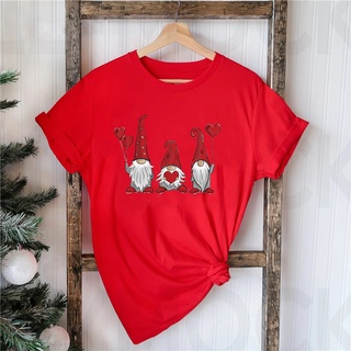 ⚡️ พร้อมส่ง⚡️ Fashion Girls Friends Graphic  Printed Red T Shirt Women Christmas Tree Short Sleeve Colorful Tee