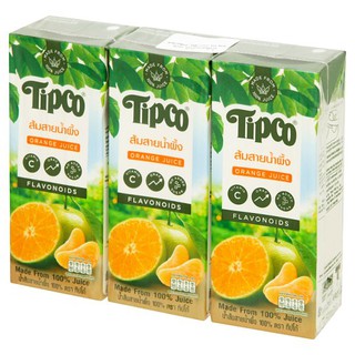 🚚💨พร้อมส่ง!! ทิปโก้ น้ำส้มสายน้ำผึ้ง 100% 200มล. x 3 กล่อง Tipco Orange Juice 100% 200 ml. X 3 Boxes