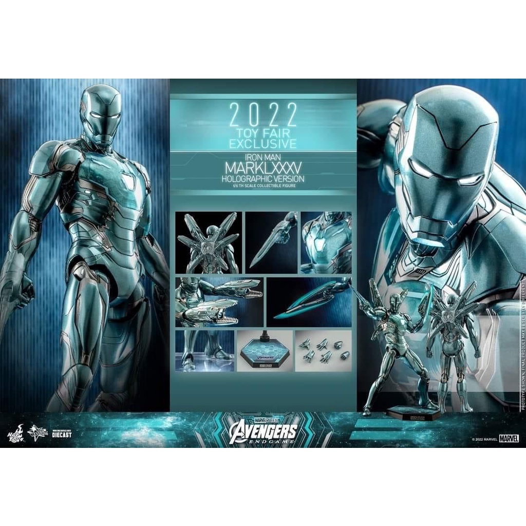 Hot Toys MMS646D45 1:6 Scale Avengers: Endgame Iron Man Mark Lxxxv (Holographic Version) Toy Fair Exclusive Collectible Figure Diecast