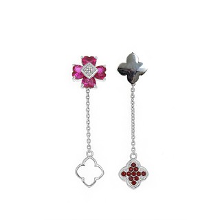 Aevari Rhodium Siam Adenium Earrings Sterling Silver 925 ต่างหู ต่างหูเงินแท้ ต่างหูดอกชวนชม เงินแท้925