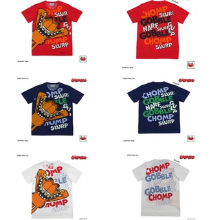 เสื้อยืดผ้าฝ้ายพิมพ์ลาย【hot tshirts】ผ้าฝ้าย 100%แตงโม (SUIKA) - เสื้อยืดคอกลมแขนสั้น GARFIELD ลาย ฉีกยิ้ม GF.PO-011S-3XL
