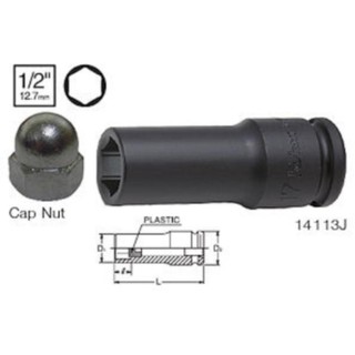 KOKEN14113J-19 ลูกบ๊อกลมสำหรับ Cap Nut 1/2"-6P-19mm. มีกันชนพลาสติก