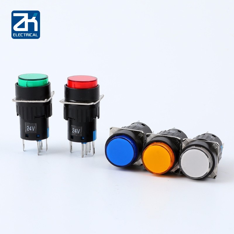 20pcs 16mm 5 Pin 5v 12v 24v 220v Led Push Button Switch Lamp Momentary