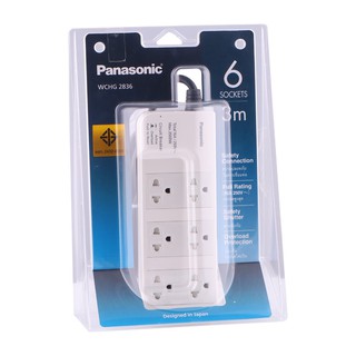 ปลั๊กไฟ สวิทช์ ปลั๊กสามตา ไฟบ้าน POWER STRIP 6 SPACE 3M WCHG 2836 PANASONIC รางปลั๊ก 6ช่อง 3M WCHG 2836 PANASONIC