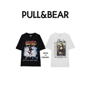 เสื้อยืดคอกลมเสื้อยืด ของแท้ Pullandbear (ACDC, MONALISA)S-4XL