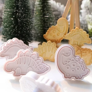 4 ชิ้น ไดโนเสาร์ คุกกี้ ลูกสูบ ตัด DIY บิสกิต แม่พิมพ์ ฟองดองท์ เครื่องมือตกแต่งเค้ก การ์ตูน เบเกอรี่ แม่พิมพ์