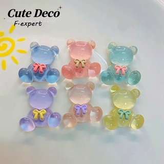 【Cute Deco】กระดุมคริสตัล รูปหมีน่ารัก (7 สี) สีม่วง สีชมพูอ่อน สีเขียวอ่อน สําหรับตกแต่งรองเท้า Crocs DIY จํานวน 1 ชิ้น