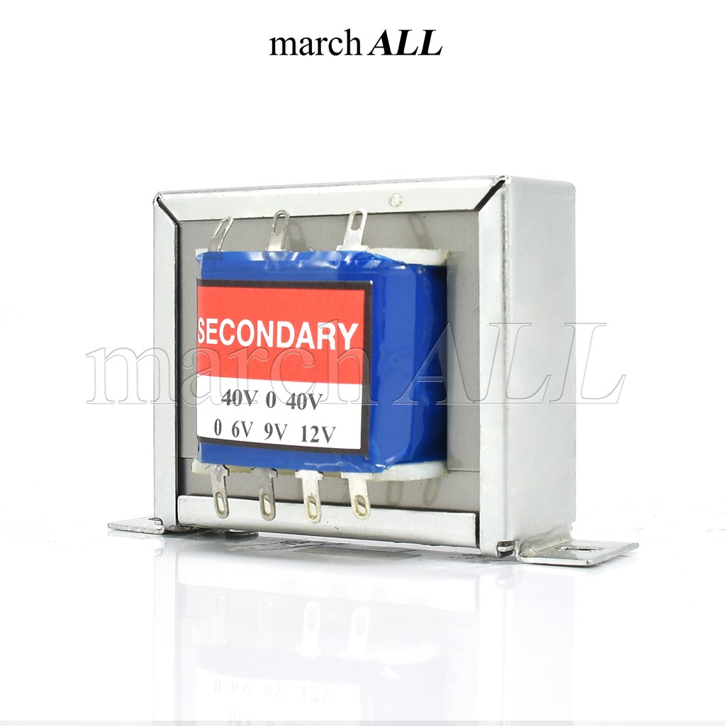 Marchall หม้อแปลงไฟ AC ขนาด 2A แรงดันเอาพุต 40V-0-40V พร้อมขด 0-6V-9V-12V ชนิด EI TRANSFORMER Center Tap CT ไฟคู่ 3