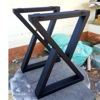 PradooSiam ขาโต๊ะเหล็ก X ทะแยง-Model ก50xส70 สีดำด้าน ขาโต๊ะสำเร็จ ขาเหล็ก DIY Iron Table Legs 1คู่(2ชิ้น)