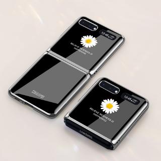 Z Flip Casing Case For Samsung Galaxy z Flip เคสโทรศัพท์มือถือสีพื้นผิวกระจกไฟเบอร์คาร์บอนหรูหราสําหรับ Samsung Galaxy Z Flip