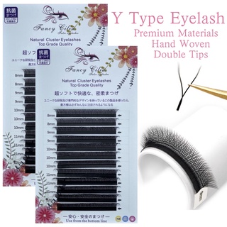 Fancy Cilia Y Type Eyelashes Extension ขนตา y fancy Hand Woven Mink Lashes Natural Soft Double Tips Thickness 0.07mm Y Shape Eyelashes Extension ขนตาแฟนซี fancycilia eyelash  ขนตา fancy