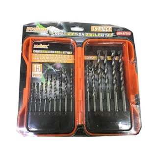 HORUSDY - ชุดดอกสว่าน เจาะปูนและคอนกรีต 15 ชิ้น / Construction Metal Twist Drill Bit Set - 15 Pieces