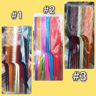 *พร้อมส่ง*หวีหางพลาสติกคละสี 12 ชิ้น