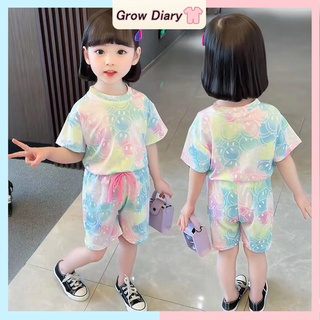 ชุดเสื้อยืดมัดย้อม และกางเกงขาสั้น สําหรับเด็กผู้หญิง อายุ 1-8 ปี