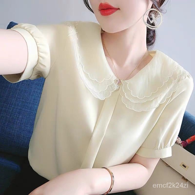 เสื้อลูกไม้ คอปกลูกไม้ผู้หญิง ฤดูร้อนหลวมใหม่สไตล์เกาหลีอ่อนผู้ใหญ่ ดีไซน์สไตล์ฝรั่งเศ