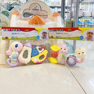 เขย่ามือกระดิ่ง กรุ๊งกริ๊ง Babi Care ของเล่นเด็กเสริมพัฒนาการ Baby Toy Ring Rattle 1 แพ็ค มี 3ชิ้น ** เลือกลายได้