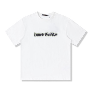 ใหม่ เสื้อยืดแขนสั้น ปักลายตัวอักษร LV22SS เรียบง่าย สําหรับคู่รักS-5XL