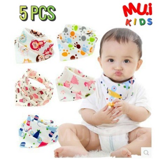 Muikids (5 Pcs) ผ้ากันเปื้อนเด็ก ผ้าฝ้ายทรงสามเหลี่ยมลายการ์ตูนสำหรับเด็ก ผ้ากันเปื้อนสำหรับเด็ก ผ้ากันเปื้อนน่ารัก