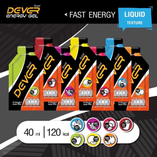 Dever Energy Gel ขนาด 40 ml. (4แถม1),(6แถม2) เลือกรสได้(หมดอายุ 12/2021-03/2022)