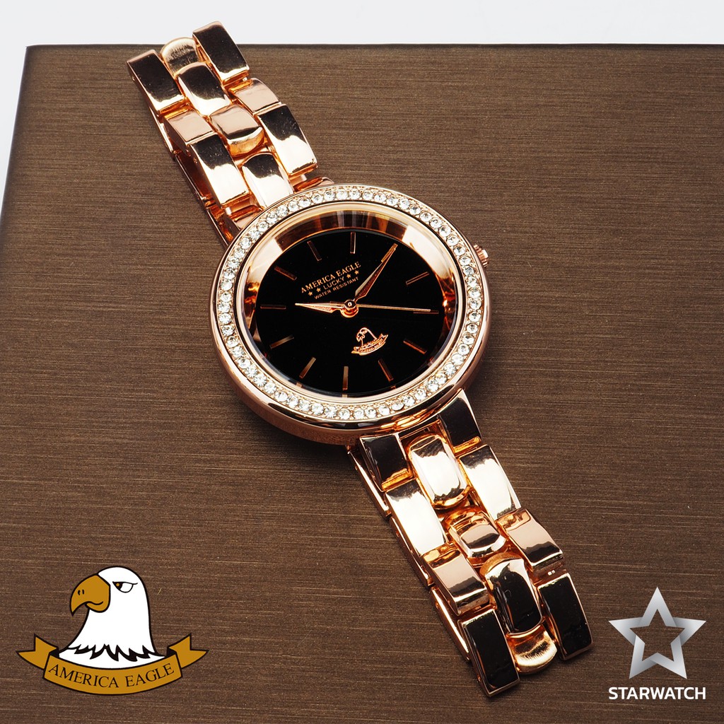 GRAND EAGLE นาฬิกาข้อมือผู้หญิง สายสแตนเลส รุ่น AE105L – PINKGOLD/BLACK