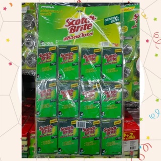 Scotch Brite สก๊อตช์ไบรต์ สก็อตไบรท์ แผ่นใยขัดมีฟองน้ำ แผ่นใยขัด ขนาด จัมโบ้ 3.5*6 นิ้ว  1 แผง*12 ชิ้น