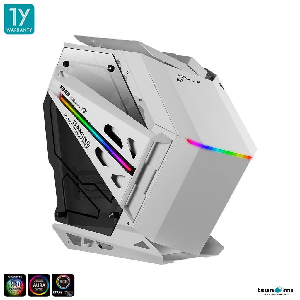 TSUNAMI PROTECTOR MECHA WW CASE (mATX) WHITEABLAZE ARGB FAN*2 สินค้าใหม่ พร้อมส่ง รับประกัน 1 ปี tsunami mecha