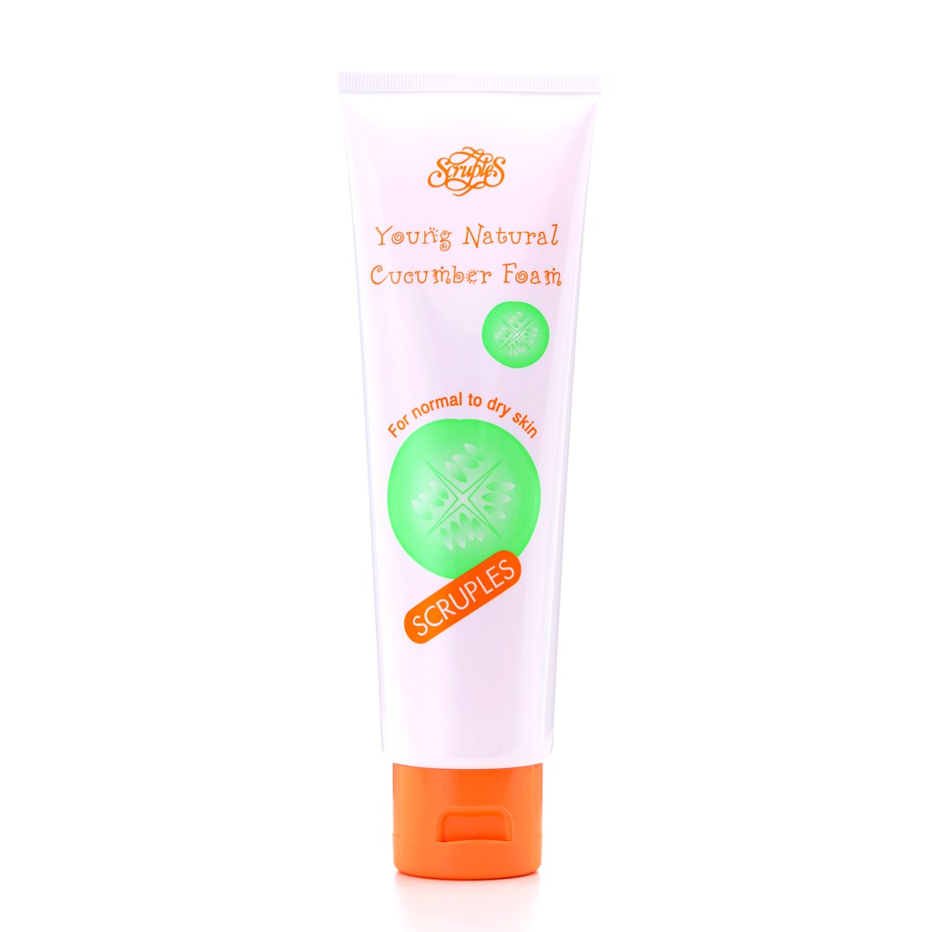 โฟมล้างหน้า ไร้สิว ลดริ้วรอย สำหรับผิวแห้งแพ้ง่าย สครูเพิลส์  Scruples Young Natural Cucumber Foam (Dry) รุ่น SCB-3211X