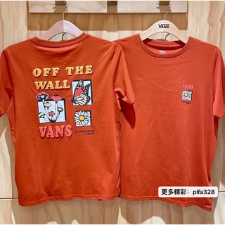 Vans ใหม่ เสื้อยืดลําลอง ผ้าฝ้าย แขนสั้น พิมพ์ลายดอกเดซี่ สีส้ม สําหรับผู้ชาย และผู้หญิงS-5XL